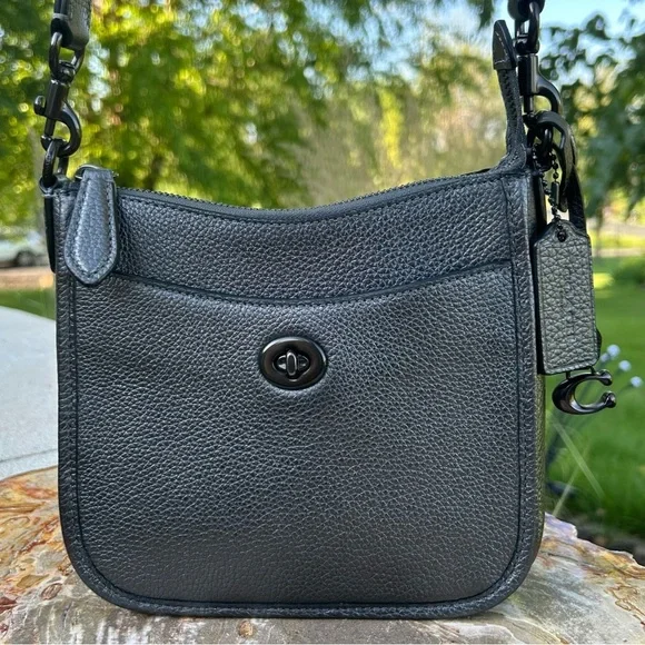 Coach Chaise 19 Crossbody Pewter Metallic Gunmetal EUC - Picture 4 of 17